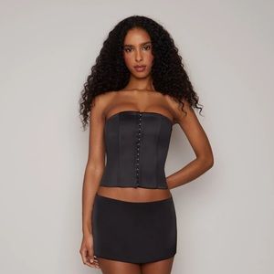 Danielle Guizio Black Satin Corset - Size Small
